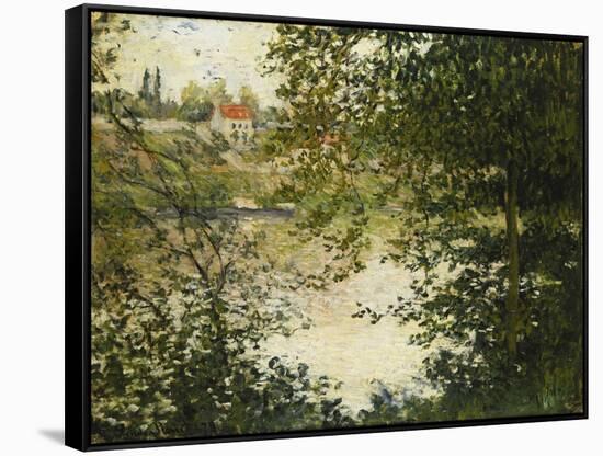 A View Through the Trees of La Grande Jatte Island-Claude Monet-Framed Stretched Canvas