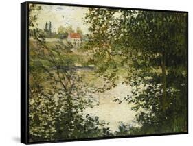 A View Through the Trees of La Grande Jatte Island-Claude Monet-Framed Stretched Canvas
