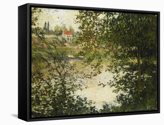 A View Through the Trees of La Grande Jatte Island-Claude Monet-Framed Stretched Canvas