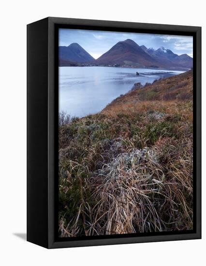 A View Towards the Cuillin Hills Across Loch Ainort on the Isle of Skye, Scotland, United Kingdom-Jon Gibbs-Framed Stretched Canvas
