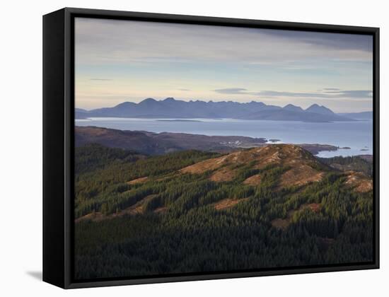 A View Towards the Isle of Skye from Plockton Cags, Plockton, Ross Shire, Scotland, United Kingdom,-Jon Gibbs-Framed Stretched Canvas