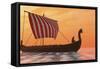 A Viking Longboat Sails Through Calm Ocean Waters-Stocktrek Images-Framed Stretched Canvas