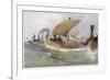 A Viking Raiding Fleet Racing across the North Sea-null-Framed Premium Giclee Print