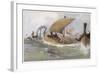 A Viking Raiding Fleet Racing across the North Sea-null-Framed Art Print