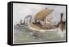 A Viking Raiding Fleet Racing across the North Sea-null-Framed Stretched Canvas