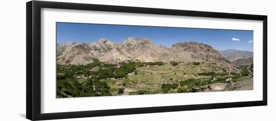 A Village and Terraced Fields of Wheat and Potatoes in the Panjshir Valley, Afghanistan, Asia-Alex Treadway-Framed Photographic Print