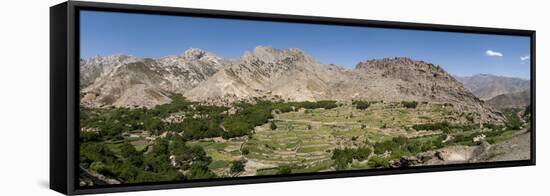 A Village and Terraced Fields of Wheat and Potatoes in the Panjshir Valley, Afghanistan, Asia-Alex Treadway-Framed Stretched Canvas