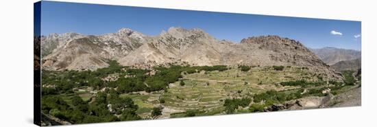 A Village and Terraced Fields of Wheat and Potatoes in the Panjshir Valley, Afghanistan, Asia-Alex Treadway-Stretched Canvas