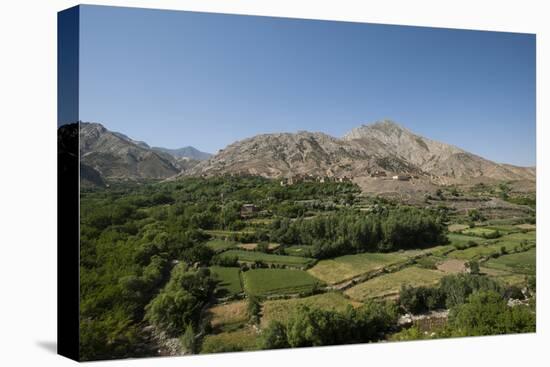 A village and terraced fields of wheat and potatoes in the Panjshir valley in Afghanistan, Asia-Alex Treadway-Stretched Canvas