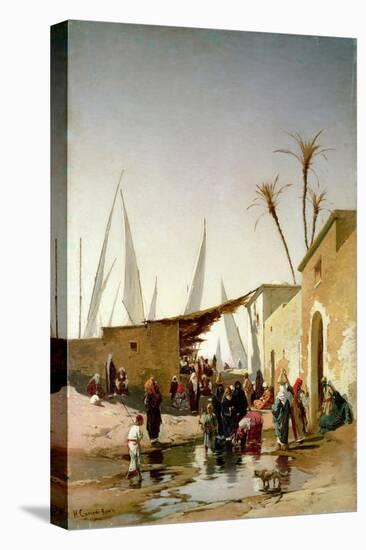 A Village by the Nile-Herman David Salomon Corrodi-Stretched Canvas