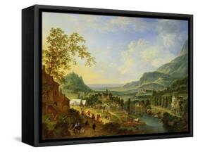 A Village Fete in the Rhine Valley-Jan The Elder Griffier-Framed Stretched Canvas