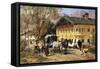 A Village Gathering in Bavaria-Lorenzo Il Quaglio-Framed Stretched Canvas