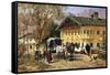 A Village Gathering in Bavaria-Lorenzo Il Quaglio-Framed Stretched Canvas