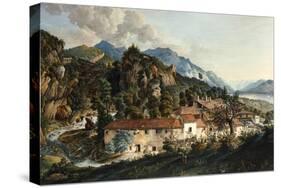 A Village in a Mountainous Landscape-Giosafatto Alfieri-Stretched Canvas