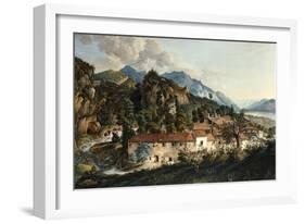 A Village in a Mountainous Landscape-Giosafatto Alfieri-Framed Art Print