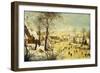 A Village in Winter with a Birdtrap and Skaters on a Frozen Waterway-Pieter Brueghel the Younger-Framed Giclee Print