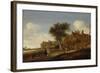 A Village Inn with Stagecoach, Salomon Van Ruysdael-Salomon van Ruysdael-Framed Art Print