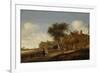 A Village Inn with Stagecoach, Salomon Van Ruysdael-Salomon van Ruysdael-Framed Premium Giclee Print
