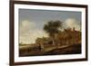 A Village Inn with Stagecoach, Salomon Van Ruysdael-Salomon van Ruysdael-Framed Premium Giclee Print