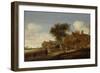 A Village Inn with Stagecoach, Salomon Van Ruysdael-Salomon van Ruysdael-Framed Art Print