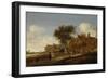 A Village Inn with Stagecoach, Salomon Van Ruysdael-Salomon van Ruysdael-Framed Art Print