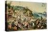 A Village Kermesse and Peasants Dancing Round a Maypole-Pieter Brueghel the Younger-Stretched Canvas