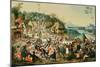 A Village Kermesse and Peasants Dancing Round a Maypole-Pieter Brueghel the Younger-Mounted Giclee Print