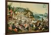 A Village Kermesse and Peasants Dancing Round a Maypole-Pieter Brueghel the Younger-Framed Giclee Print