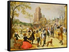 A Village Kermesse-Sebastian Vrancx-Framed Stretched Canvas