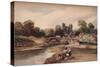 'A Village on a River, with Bridge and Ruins', c1824-Peter De Wint-Stretched Canvas