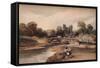 'A Village on a River, with Bridge and Ruins', c1824-Peter De Wint-Framed Stretched Canvas