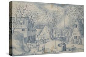 A Village Scene: Winter, 16th Century-Jacob I Savery-Stretched Canvas