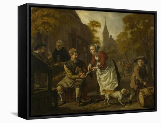 A Village Scene with a Cobbler, C. 1650-Jan Victors-Framed Stretched Canvas