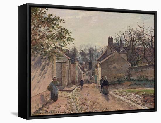 A Village Street, Louveciennes, 1871-Camille Pissarro-Framed Stretched Canvas