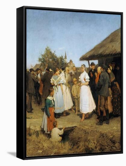 A Village Wedding in Hungary-Lajos Deák-Ebner-Framed Stretched Canvas