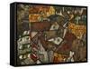 A Village-Egon Schiele-Framed Stretched Canvas