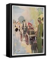 A Vintage Car Rally in the Champs Elysees, Paris (France) Attracts Admiring Crowds-null-Framed Stretched Canvas