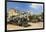 A Vintage Steam Train in a Restoration Yard with Dome of Former Parliament Building in Background-Sean Cooper-Framed Photographic Print