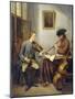 A Violinist and a Flutist Playing Music-Julius Henricus Quinkhard-Mounted Art Print