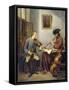 A Violinist and a Flutist Playing Music-Julius Henricus Quinkhard-Framed Stretched Canvas