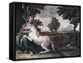 A Virgin with a Unicorn, 1604-05-Domenico Zampieri-Framed Stretched Canvas