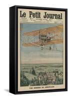 A Virtuous Maiden on an Airplane, Front Cover Illustration from 'Le Petit Journal'-French-Framed Stretched Canvas