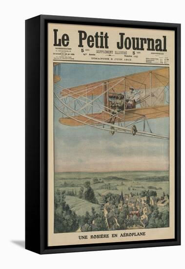 A Virtuous Maiden on an Airplane, Front Cover Illustration from 'Le Petit Journal'-French-Framed Stretched Canvas