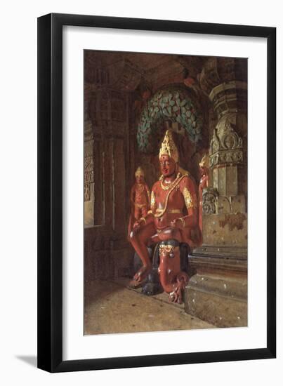 A Vishnu Statue in the Indra Temple, 1874-Vasili Vasilyevich Vereshchagin-Framed Premium Giclee Print