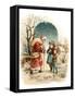 A Visit from Saint Nicholas - an Early 1900S Vintage Greeting Card Illustration.-Victorian Traditions-Framed Stretched Canvas