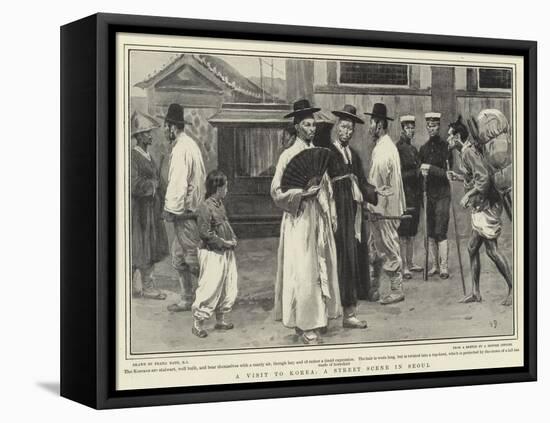 A Visit to Korea, a Street Scene in Seoul-Frank Dadd-Framed Stretched Canvas