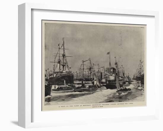 A Visit to the Fleet at Spithead, Excursion Steamers Passing Between the Lines-Charles William Wyllie-Framed Giclee Print