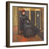 A Visitor, 1885 (Oil on Canvas)-John Lavery-Framed Giclee Print