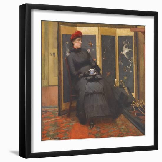 A Visitor, 1885 (Oil on Canvas)-John Lavery-Framed Giclee Print