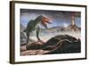 A Volcanic Eruption Destroys the Hunting Grounds of Tyrannosaurus Rex-null-Framed Art Print
